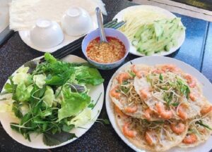 banh xeo tôm nhả